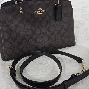 Coach Brown and Black Signature Women's Bag Lillie Large